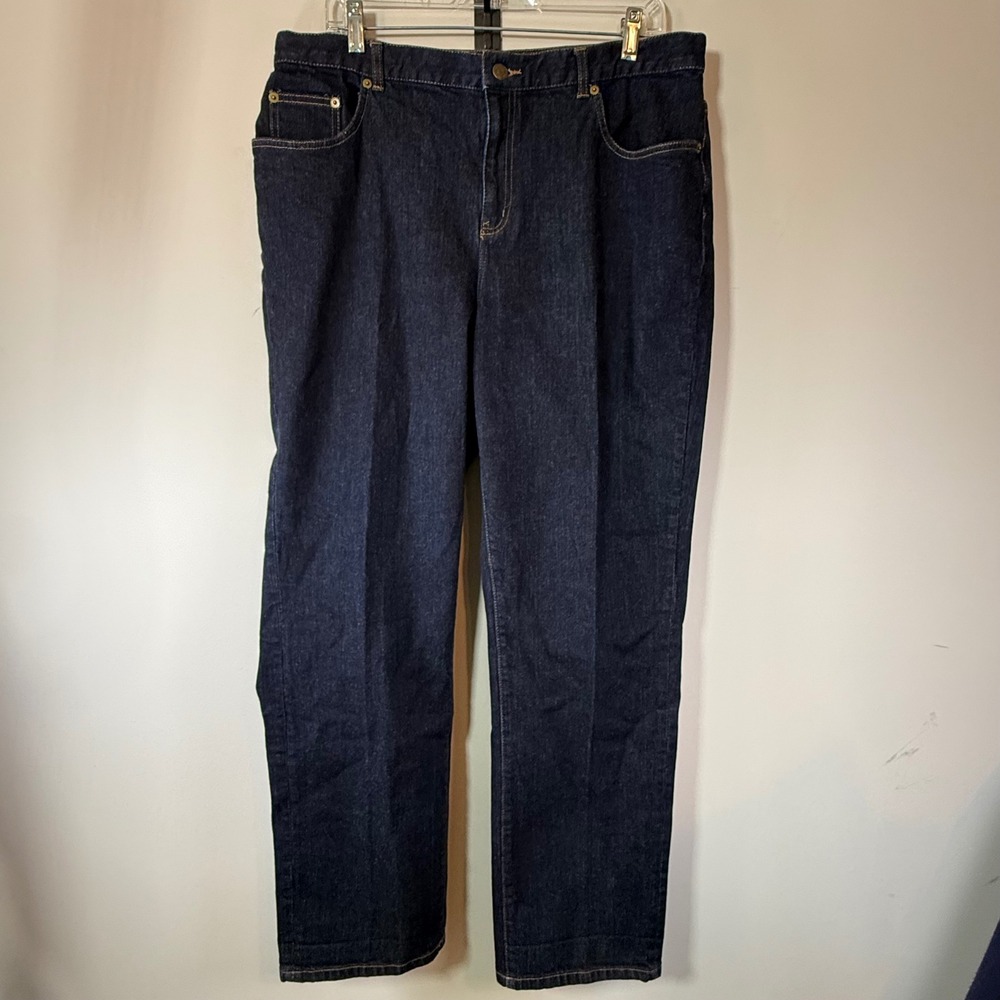 Excellent Lauren Ralph Lauren Classic Straight Jeans Women 14W Dark Blue Stretch